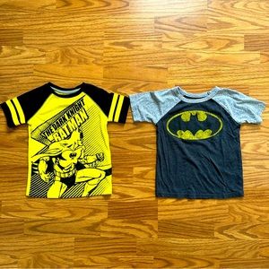 Lot 2x Jumping Beans Batman Boys Size 5 Short Sleeve Tee Shirts Black Yellow EUC